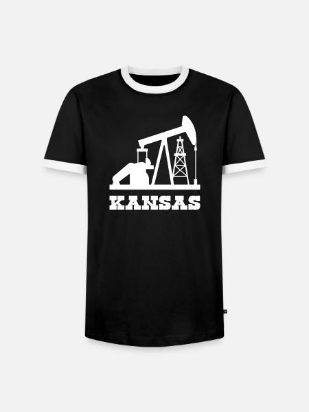 Kansas Oilfield Pumpjack Design - Männer Kontrast-T-Shirt - Schwarz/Weiß