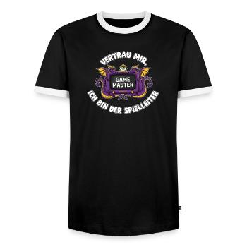 Pen and Paper, RPG, Rollenspiel, Spielleiter, D20, - Männer Kontrast-T-Shirt - Schwarz/Weiß - Vorne - AI Model Female 172 light (172cm) & AI Model Male 178 light (178cm)