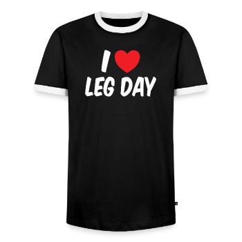 Gym Fitness Workout I Love Leg Day - Men's Ringer Shirt - black/white - Front - AI Model Female 172 light (172cm) & AI Model Male 178 light (178cm)