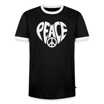 Peace Herzdesign mit Peacezeichen - Männer Kontrast-T-Shirt - Schwarz/Weiß - Vorne - AI Model Female 172 light (172cm) & AI Model Male 178 light (178cm)