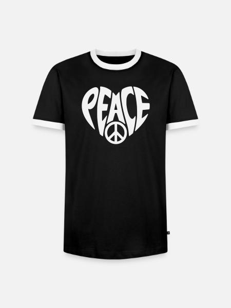 Peace heart design with peace sign - Men's Ringer Shirt - black/white