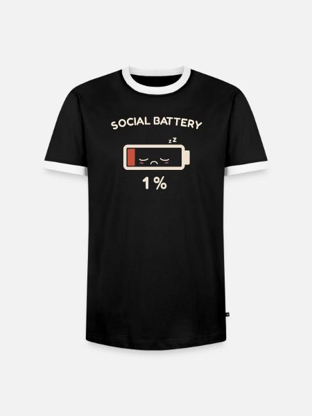 Soziale Batterie 1 % - Männer Kontrast-T-Shirt - Schwarz/Weiß