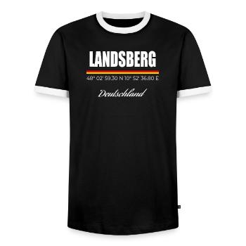 Landsberg - Männer Kontrast-T-Shirt - Schwarz/Weiß - Vorne - AI Model Female 172 light (172cm) & AI Model Male 178 light (178cm)