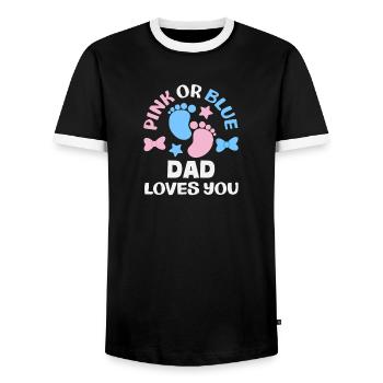 Rose ou bleu Papa t’aime Révélation du genre - T-shirt contrasté Homme - noir/blanc - Devant - AI Model Female 172 light (172cm) & AI Model Male 178 light (178cm)