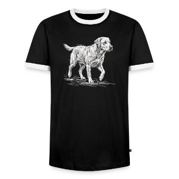Labrador Sketch White – Minimalist Design - Men's Ringer Shirt - black/white - Front - AI Model Female 172 light (172cm) & AI Model Male 178 light (178cm)