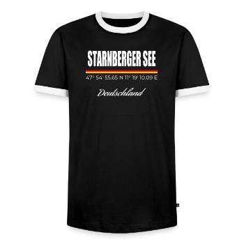 Starnberger See - Männer Kontrast-T-Shirt - Schwarz/Weiß - Vorne - AI Model Female 172 light (172cm) & AI Model Male 178 light (178cm)