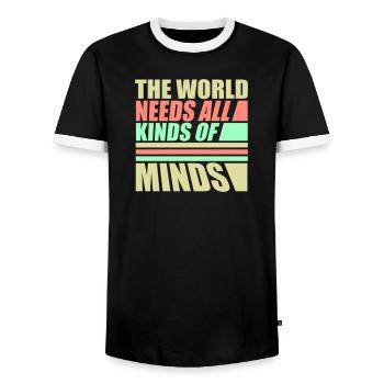 Le monde a besoin de toutes sortes d’esprits inspirants - T-shirt contrasté Homme - noir/blanc - Devant - AI Model Female 172 light (172cm) & AI Model Male 178 light (178cm)