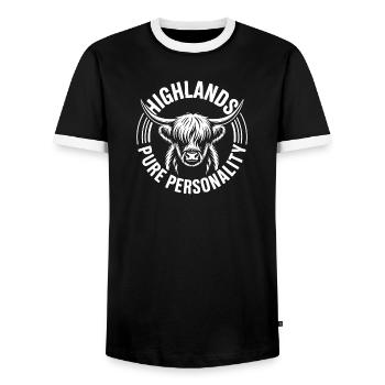 Highland Beef Pure Personality - Men's Ringer Shirt - black/white - Front - AI Model Female 172 light (172cm) & AI Model Male 178 light (178cm)