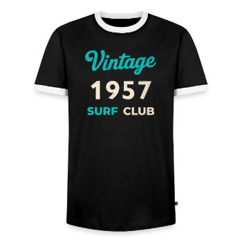 Vintage 1957 Surf Club Retro Geburtsjahr Geschenk - Männer Kontrast-T-Shirt - Schwarz/Weiß - Vorne - AI Model Female 172 light (172cm) & AI Model Male 178 light (178cm)