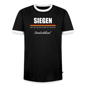 Siegen - Männer Kontrast-T-Shirt - Schwarz/Weiß - Vorne - AI Model Female 172 light (172cm) & AI Model Male 178 light (178cm)