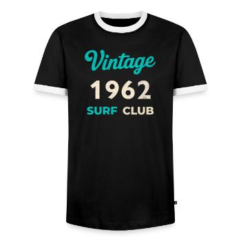 Vintage 1962 Surf Club Retro Geburtsjahr Geschenk - Männer Kontrast-T-Shirt - Schwarz/Weiß - Vorne - AI Model Female 172 light (172cm) & AI Model Male 178 light (178cm)