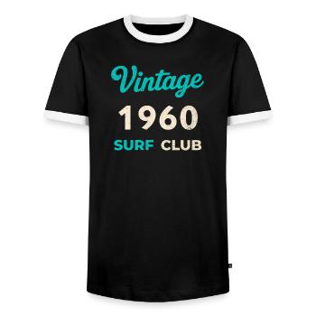 Vintage 1960 Surf Club Retro Geburtsjahr Geschenk - Männer Kontrast-T-Shirt - Schwarz/Weiß - Vorne - AI Model Female 172 light (172cm) & AI Model Male 178 light (178cm)