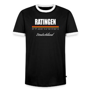 Ratingen - Männer Kontrast-T-Shirt - Schwarz/Weiß - Vorne - AI Model Female 172 light (172cm) & AI Model Male 178 light (178cm)