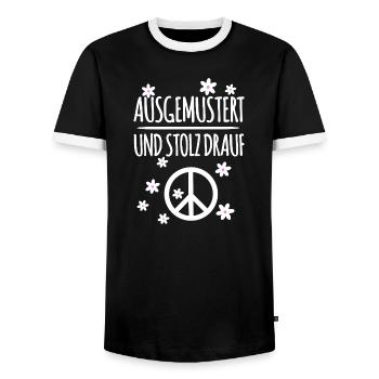 Peace Symbol Ausgemustert - Männer Kontrast-T-Shirt - Schwarz/Weiß - Vorne - AI Model Female 172 light (172cm) & AI Model Male 178 light (178cm)