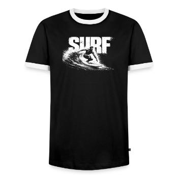 Cadeau de surf Surf Surf Surf de plage surfant de surf - T-shirt contrasté Homme - noir/blanc - Devant - AI Model Female 172 light (172cm) & AI Model Male 178 light (178cm)