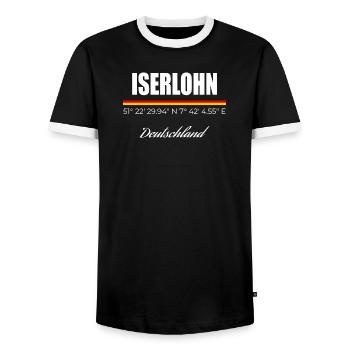 Iserlohn - Männer Kontrast-T-Shirt - Schwarz/Weiß - Vorne - AI Model Female 172 light (172cm) & AI Model Male 178 light (178cm)