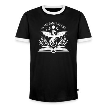 Lustig Fantasy Buch Drache Lesen Nerd Bookworm - Männer Kontrast-T-Shirt - Schwarz/Weiß - Vorne - AI Model Female 172 light (172cm) & AI Model Male 178 light (178cm)