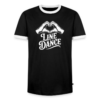 Line Dance Herzlogo - Männer Kontrast-T-Shirt - Schwarz/Weiß - Vorne - AI Model Female 172 light (172cm) & AI Model Male 178 light (178cm)