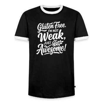 Gluten Free Weak Awesome Humor - Men's Ringer Shirt - black/white - Front - AI Model Female 172 light (172cm) & AI Model Male 178 light (178cm)
