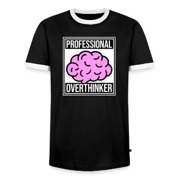 Professional Overthinker Lustig Grübeln Angst Logo - Männer Kontrast-T-Shirt - Schwarz/Weiß - Vorne - AI Model Female 172 light (172cm) & AI Model Male 178 light (178cm)