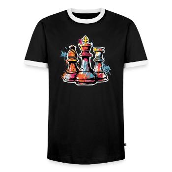 Schach Graffiti Figuren Design für Männer Geschenk - Männer Kontrast-T-Shirt - Schwarz/Weiß - Vorne - AI Model Female 172 light (172cm) & AI Model Male 178 light (178cm)