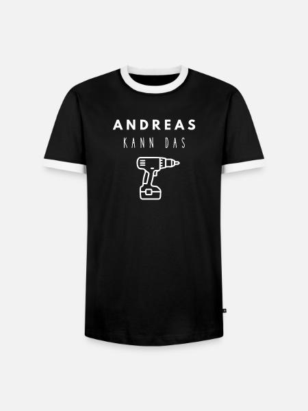 Andreas Name Handwerker Werkzeug Akkuschrauber - Männer Kontrast-T-Shirt - Schwarz/Weiß