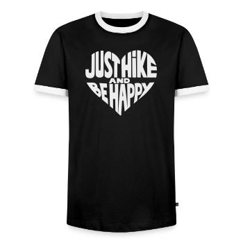 Just Hike and Be Happy Herz-Design - Männer Kontrast-T-Shirt - Schwarz/Weiß - Vorne - AI Model Female 172 light (172cm) & AI Model Male 178 light (178cm)
