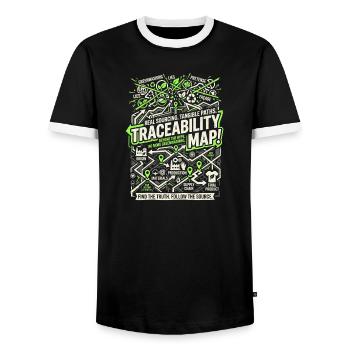 Carte de traçabilité - T-shirt contrasté Homme - noir/blanc - Devant - AI Model Female 172 light (172cm) & AI Model Male 178 light (178cm)