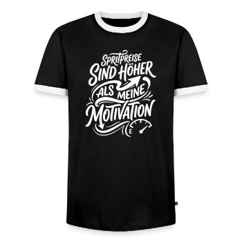 Spritpreise sind meine Motivation - Männer Kontrast-T-Shirt - Schwarz/Weiß - Vorne - AI Model Female 172 light (172cm) & AI Model Male 178 light (178cm)