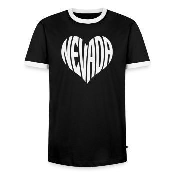 Nevada Heart Typography - Men's Ringer Shirt - black/white - Front - AI Model Female 172 light (172cm) & AI Model Male 178 light (178cm)