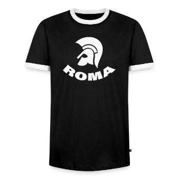 Roma - Men's Ringer Shirt - black/white - Front - AI Model Female 172 light (172cm) & AI Model Male 178 light (178cm)