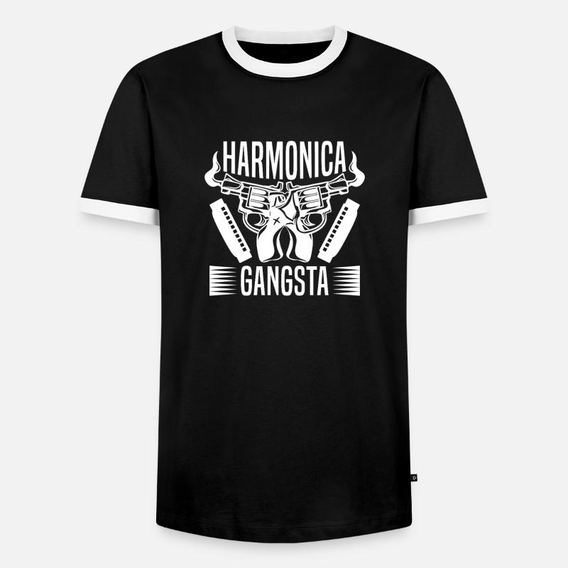 Harmonica Musican Gangsta Harmonica - Men's Ringer Shirt - black/white