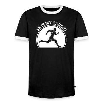 Le 5K marathon est mon cadeau de course cardio - T-shirt contrasté Homme - noir/blanc - Devant - AI Model Female 172 light (172cm) & AI Model Male 178 light (178cm)