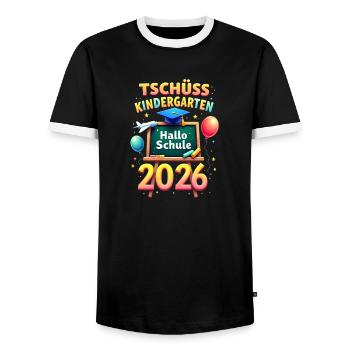 Schulkind 2026 Einschulung 2026 Schulanfang - Männer Kontrast-T-Shirt - Schwarz/Weiß - Vorne - AI Model Female 172 light (172cm) & AI Model Male 178 light (178cm)