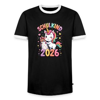 School Child 2026 School Enrollment 2026 Back to School - Men's Ringer Shirt - black/white - Front - AI Model Female 172 light (172cm) & AI Model Male 178 light (178cm)
