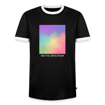On the spectrum - Men's Ringer Shirt - black/white - Front - AI Model Female 172 light (172cm) & AI Model Male 178 light (178cm)