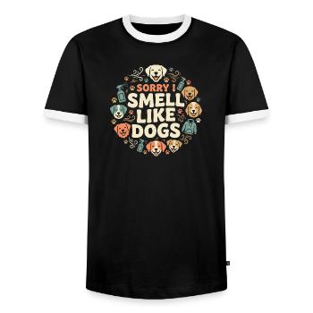 Kennel technician, kennel assistant, animal care - Men's Ringer Shirt - black/white - Front - AI Model Female 172 light (172cm) & AI Model Male 178 light (178cm)