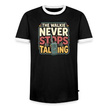 Responsable de la garderie, responsable de la maternelle - T-shirt contrasté Homme - noir/blanc - Devant - AI Model Female 172 light (172cm) & AI Model Male 178 light (178cm)