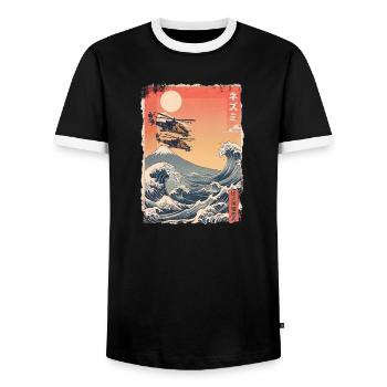 Kawaii Anti Krieg - Männer Kontrast-T-Shirt - Schwarz/Weiß - Vorne - AI Model Female 172 light (172cm) & AI Model Male 178 light (178cm)