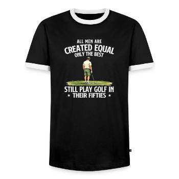 Best Men Golf In Their Fifties Humor - Men's Ringer Shirt - black/white - Front - AI Model Female 172 light (172cm) & AI Model Male 178 light (178cm)