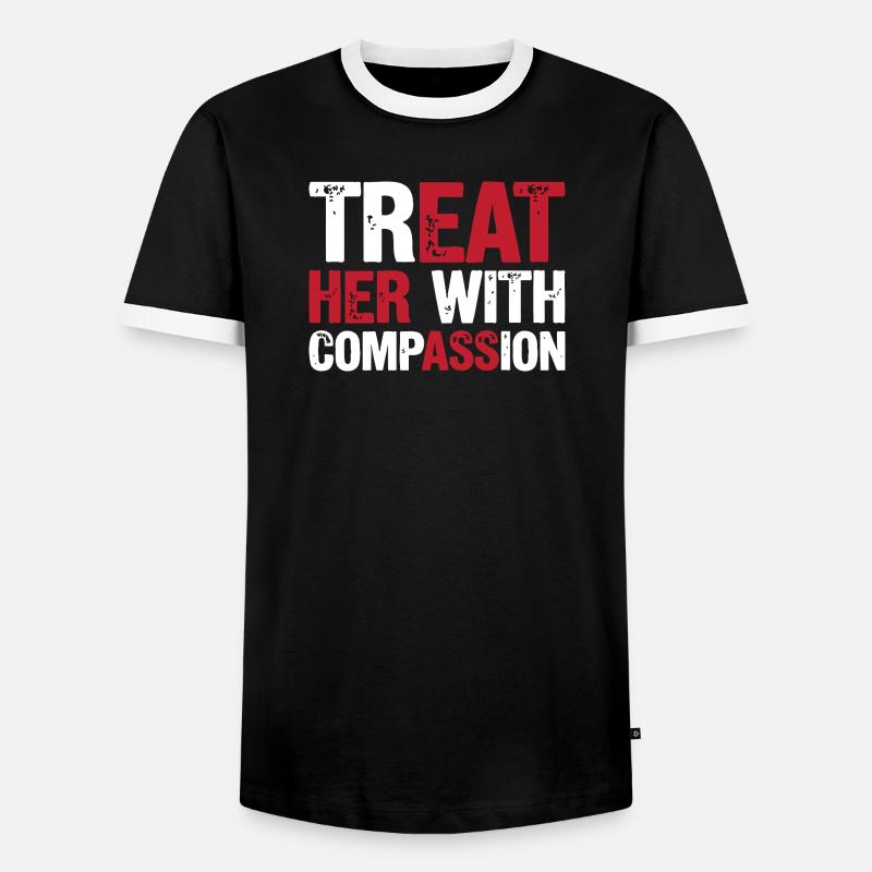 Behandle sie mit Mitgefühl - Männer Kontrast-T-Shirt - Schwarz/Weiß