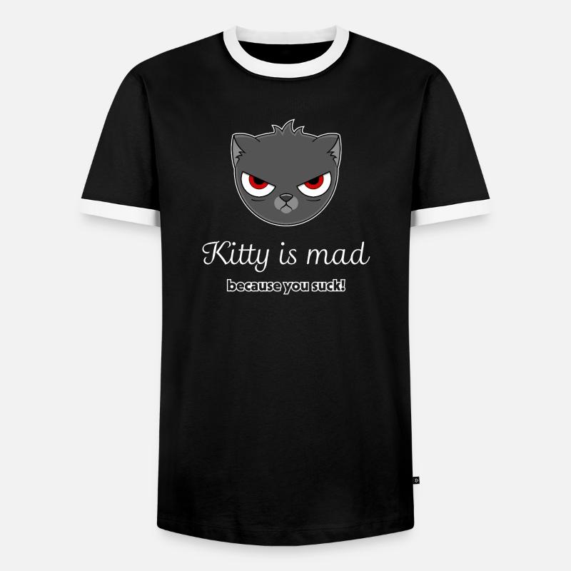 offended cat - Men's Ringer Shirt - black/white