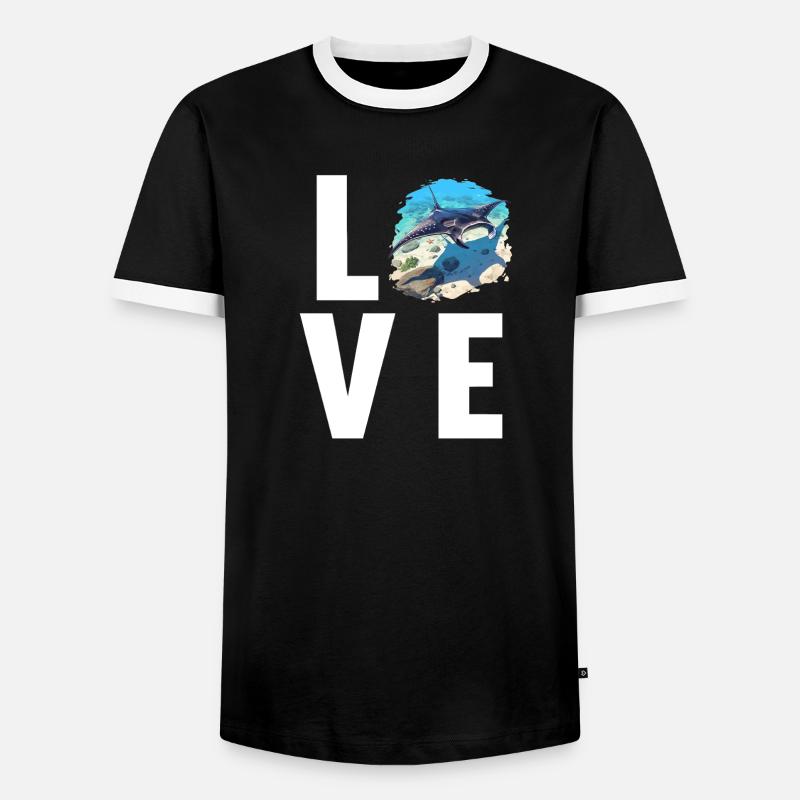 Rochen Mantarochen - Männer Kontrast-T-Shirt - Schwarz/Weiß