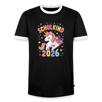 Schulkind 2026 Einschulung 2026 Schulanfang - Männer Kontrast-T-Shirt - Schwarz/Weiß - Vorne - AI Model Female 172 light (172cm) & AI Model Male 178 light (178cm)