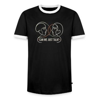 Against division - Men's Ringer Shirt - black/white - Front - AI Model Female 172 light (172cm) & AI Model Male 178 light (178cm)