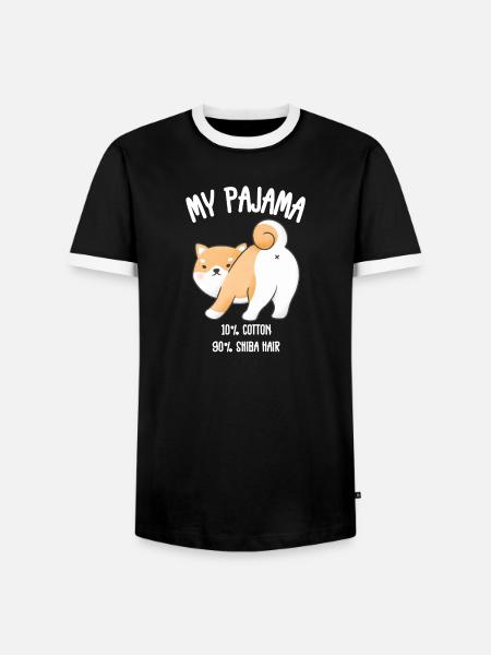 Hund Shiba Pyjama - Männer Kontrast-T-Shirt - Schwarz/Weiß