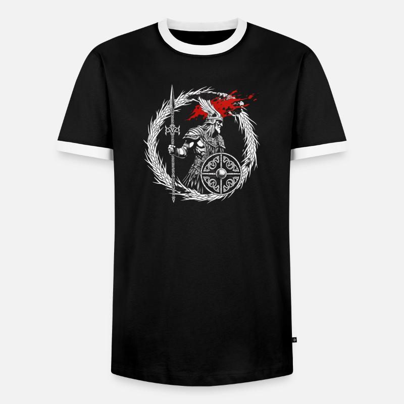 Furchtloser Wikinger Krieger - Walhalla wartet - Männer Kontrast-T-Shirt - Schwarz/Weiß