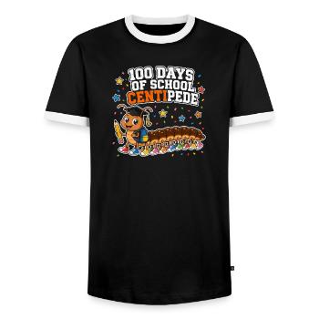 100 Tage Schule Tausendfüßler 100 Beine Kinder - Männer Kontrast-T-Shirt - Schwarz/Weiß - Vorne - AI Model Female 172 light (172cm) & AI Model Male 178 light (178cm)