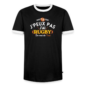 J'peux pas j'ai Rugby  - T-shirt contrasté Homme - noir/blanc - Devant - AI Model Female 172 light (172cm) & AI Model Male 178 light (178cm)