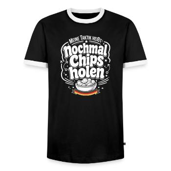 Nochmal Chips holen Taktik - Männer Kontrast-T-Shirt - Schwarz/Weiß - Vorne - AI Model Female 172 light (172cm) & AI Model Male 178 light (178cm)